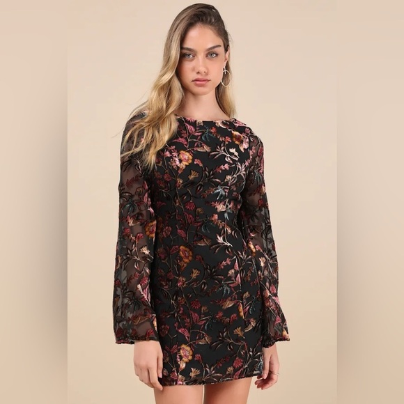 Lulus Dresses & Skirts - Lulus Charismatic Influence Black Burnout Velvet Cowl Back Mini Dress